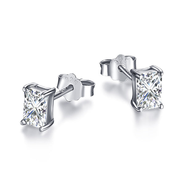ˇShiny JewelryˇStylish Shiny Rectangular Center Stone Stud Earrings