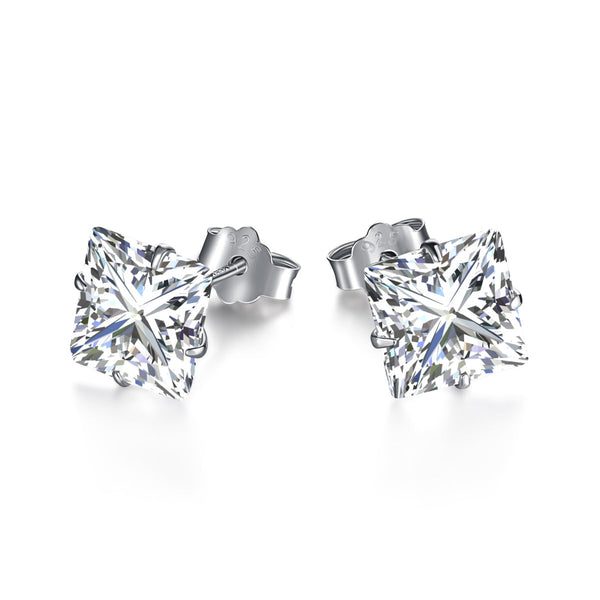 ˇShiny JewelryˇStylish Shiny Square Center Stone Stud Earrings