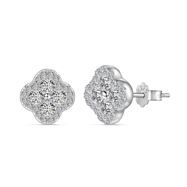 ˇShiny JewelryˇFour-Leaf Clover Flower Shaped Earrings