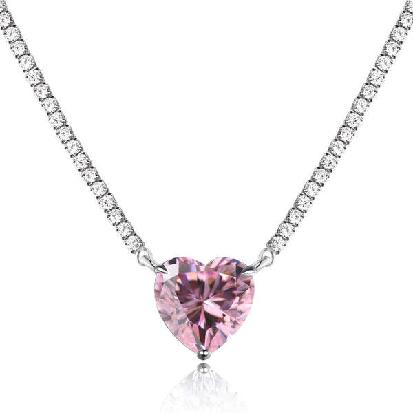 ˇShiny Jewelryˇ8.0 Carat Versatile Colorful Sweet Heart-Shaped Tennis Necklace