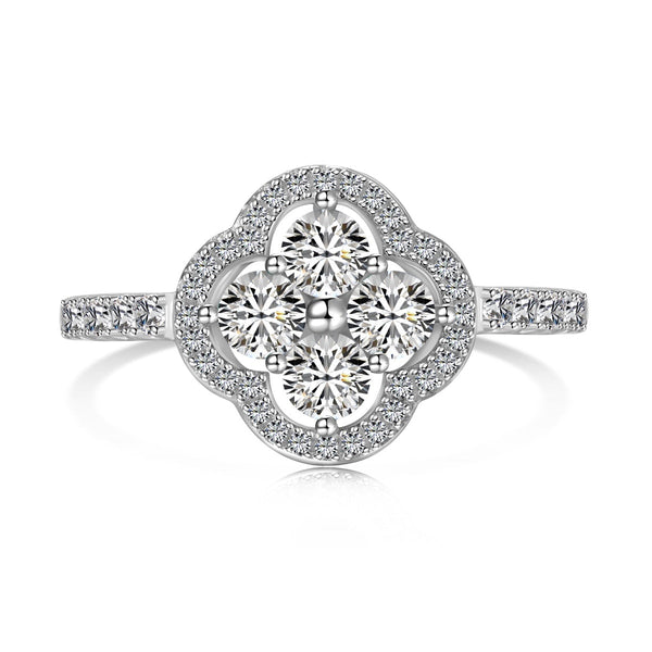 ˇShiny JewelryˇFour Leaf Clover Flower Design Ring