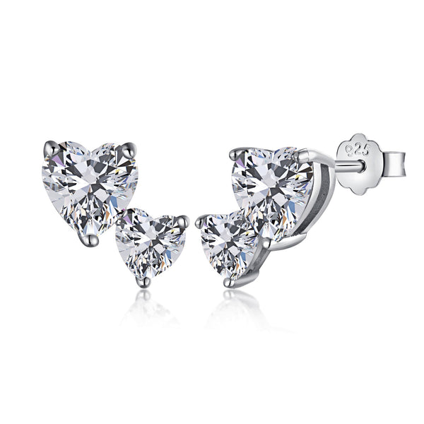 ˇShiny JewelryˇDouble Heart-Shape Classic Princess Style Earrings