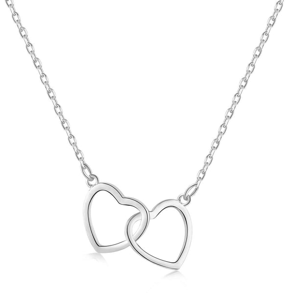 ˇShiny JewelryˇSterling Silver Love Double Ring Necklace