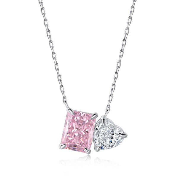 ˇShiny JewelryˇDazzling Square & Heart Shape Necklace