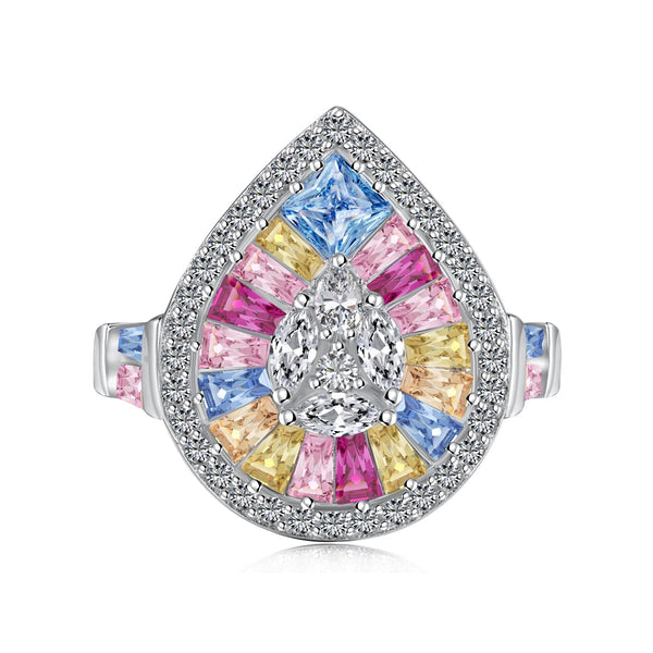 ˇShiny JewelryˇElegant Colorful Water Drop Shape Banquet Ring