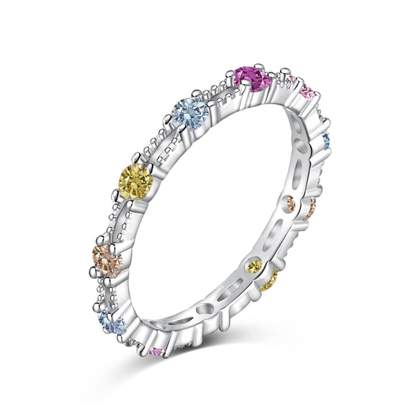 ˇShiny JewelryˇSparkling Colorful Round Cut Tennis Ring