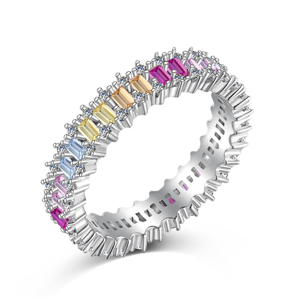 ˇShiny JewelryˇSplashy Ornate Emerald Cut Cocktail Ring