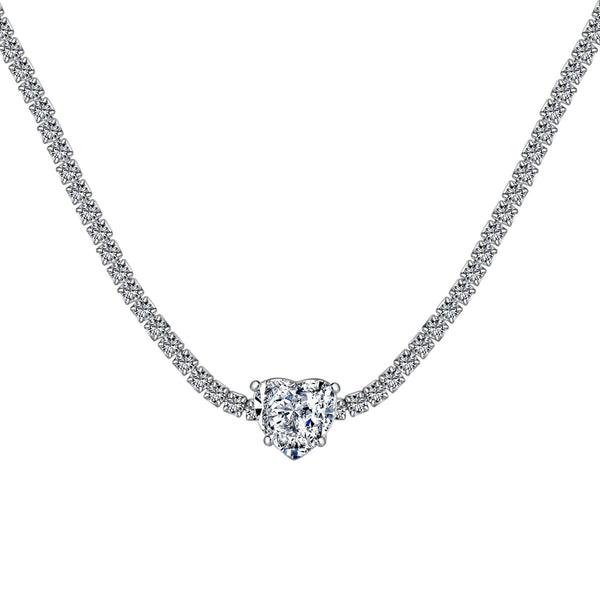 ˇShiny Jewelryˇ2.0 Carat Sparkling Tennis Heart Cut Necklace
