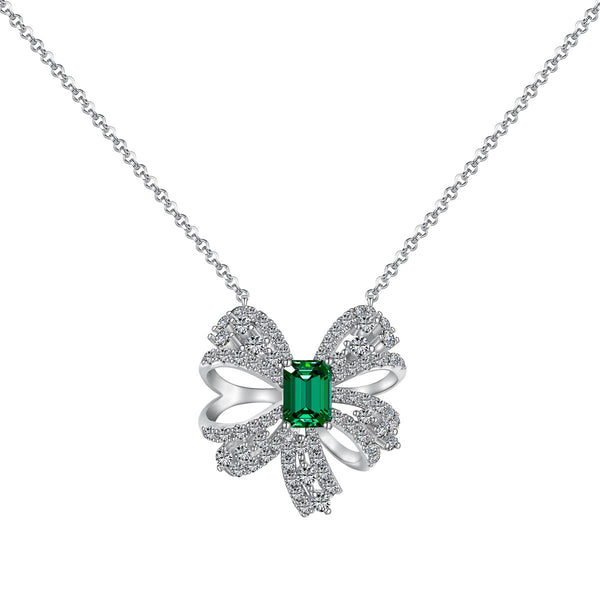 ˇShiny JewelryˇLuxurious Flower Shape Emerald Cut Necklace