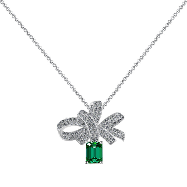 ˇShiny JewelryˇLuxurious Flower Shape Emerald Cut Necklace