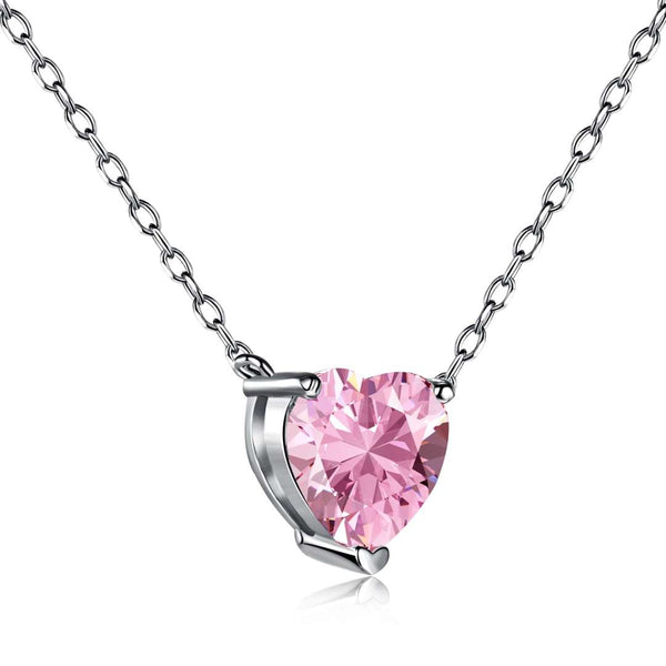 ˇShiny JewelryˇHeart Shape Main Stone Pendant Collarbone Necklace