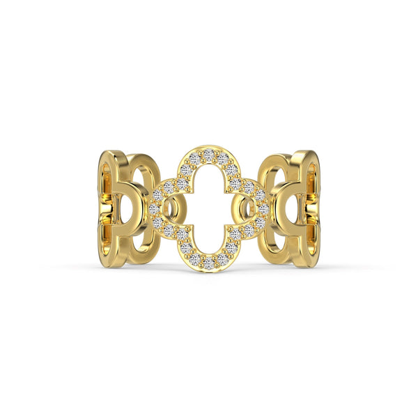 ˇShiny JewelryˇHollow Design Four-Leaf Clover Flower Shape Ring
