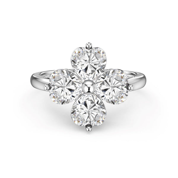 ˇShiny JewelryˇHeart-shaped Four-Leaf Clover Ball Ring