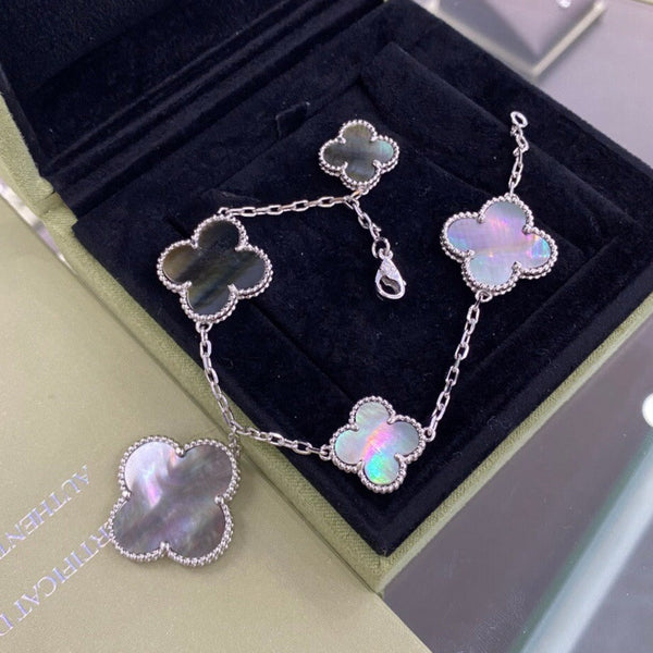 シャイニージュエリー クローバー 5モチーフ ダークモップブレスレット