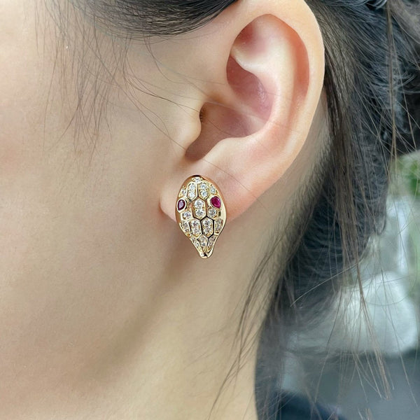輝くジュエリー サーペント ダイヤモンド スタッドピアス