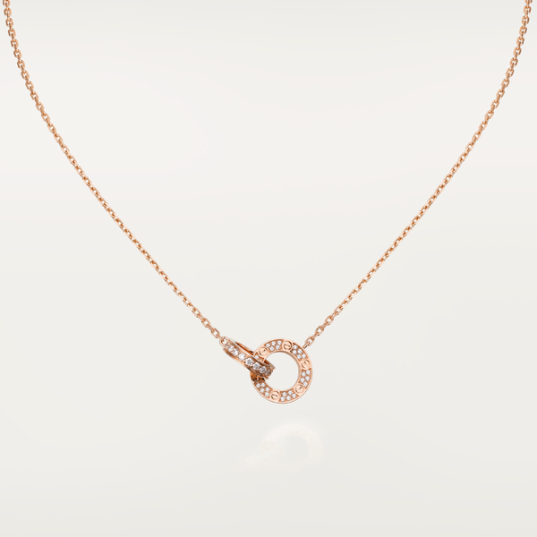 ˇShiny JewelryˇLOVE 7.6mmネックレス ローズゴールド＆シルバー フルダイヤモンド