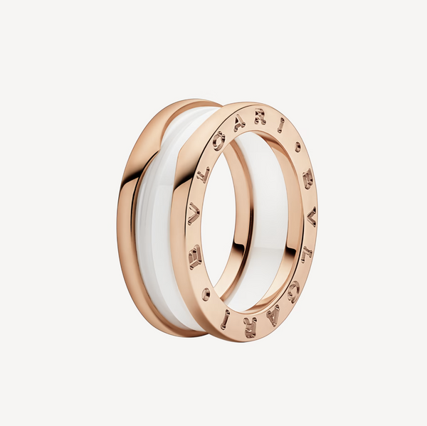 ˇShiny JewelryˇZERO 1 ツーバンドループとホワイトセラミックスパイラルピンクゴールドリング