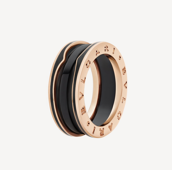 ˇShiny JewelryˇZERO 1 ツーバンド マットブラックセラミック ピンクゴールドリング