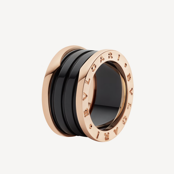 ˇShiny JewelryˇZERO 1 4バンドループとブラックセラミックスパイラルピンクゴールドリング