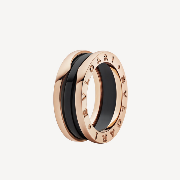 ˇShiny JewelryˇZERO 1 ツーバンドループとブラックセラミックピンクゴールドリング