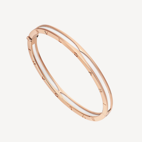 ˇShiny JewelryˇZERO 1 ピンクゴールドとホワイトセラミックのブレスレット