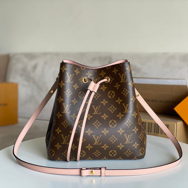 LV 25S NÉONOÉ BB 26 IN BROWN MONOGRAM CANVAS GOLD HARDWARE
