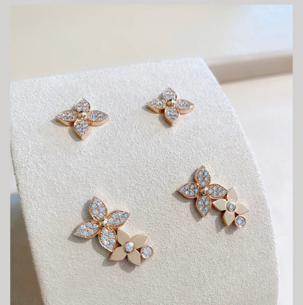 ˇシャイニージュエリーˇスターブロッサムスタッドピアス ピンクゴールド ダイヤモンド