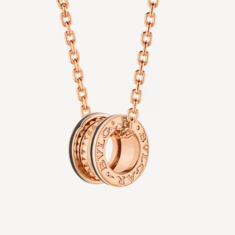 ˇShiny JewelryˇZERO 1 ロックペンダント ピンクゴールド ブラックネックレス