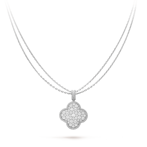 ˇShiny Jewelryˇクローバー 25mm シルバー フルダイヤモンド ビッグクローバーネックレス