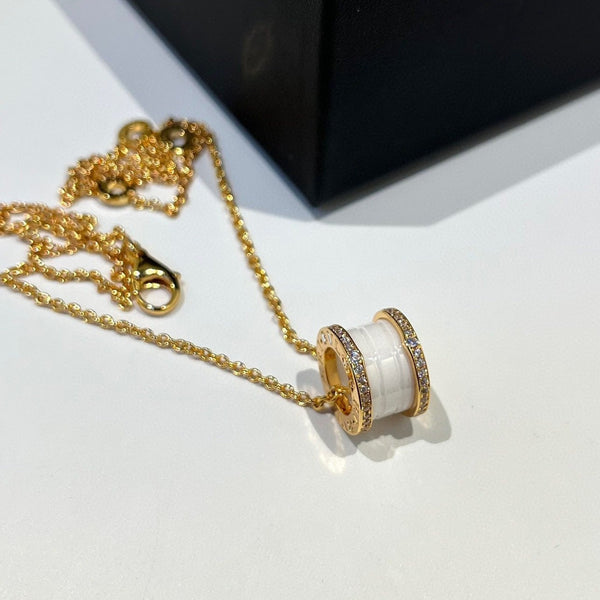ˇShiny JewelryˇZERO 1 ホワイトセラミックダイヤモンドローズゴールドネックレス